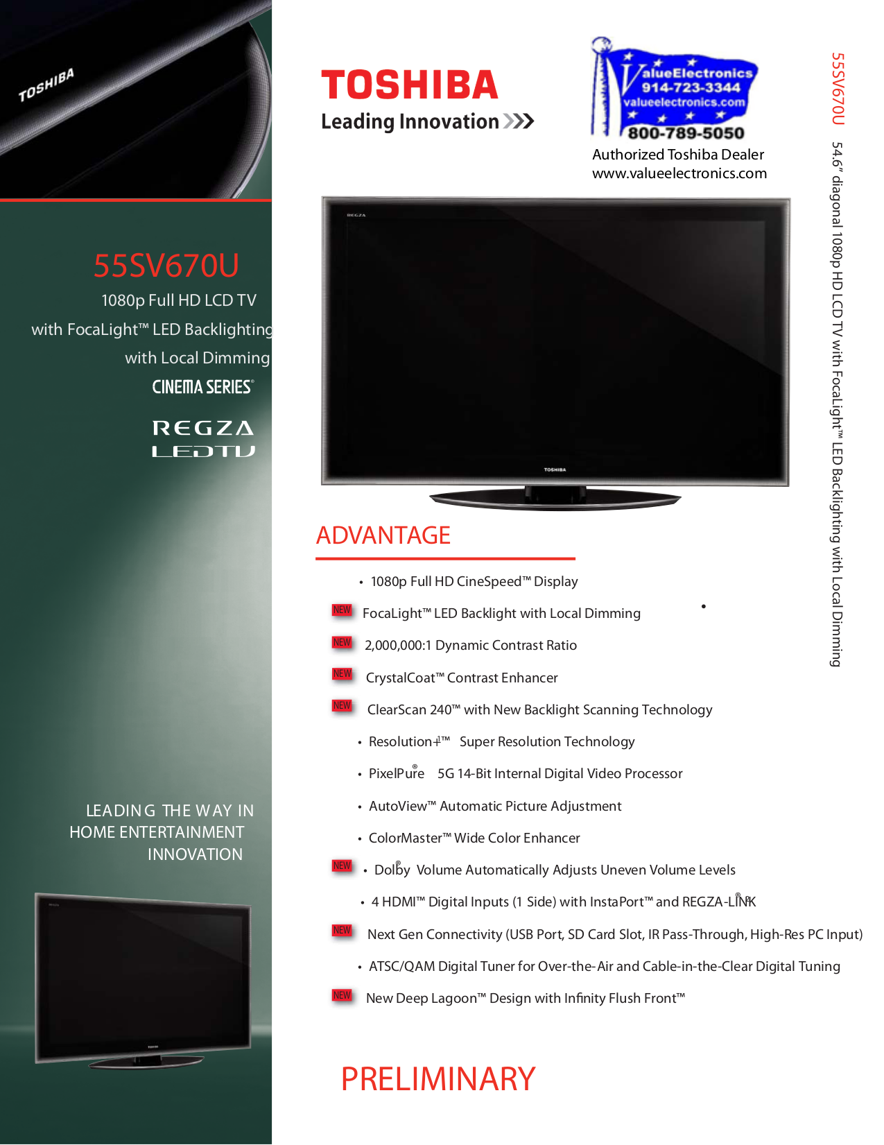 Download free pdf for Toshiba Regza 55SV670U TV manual